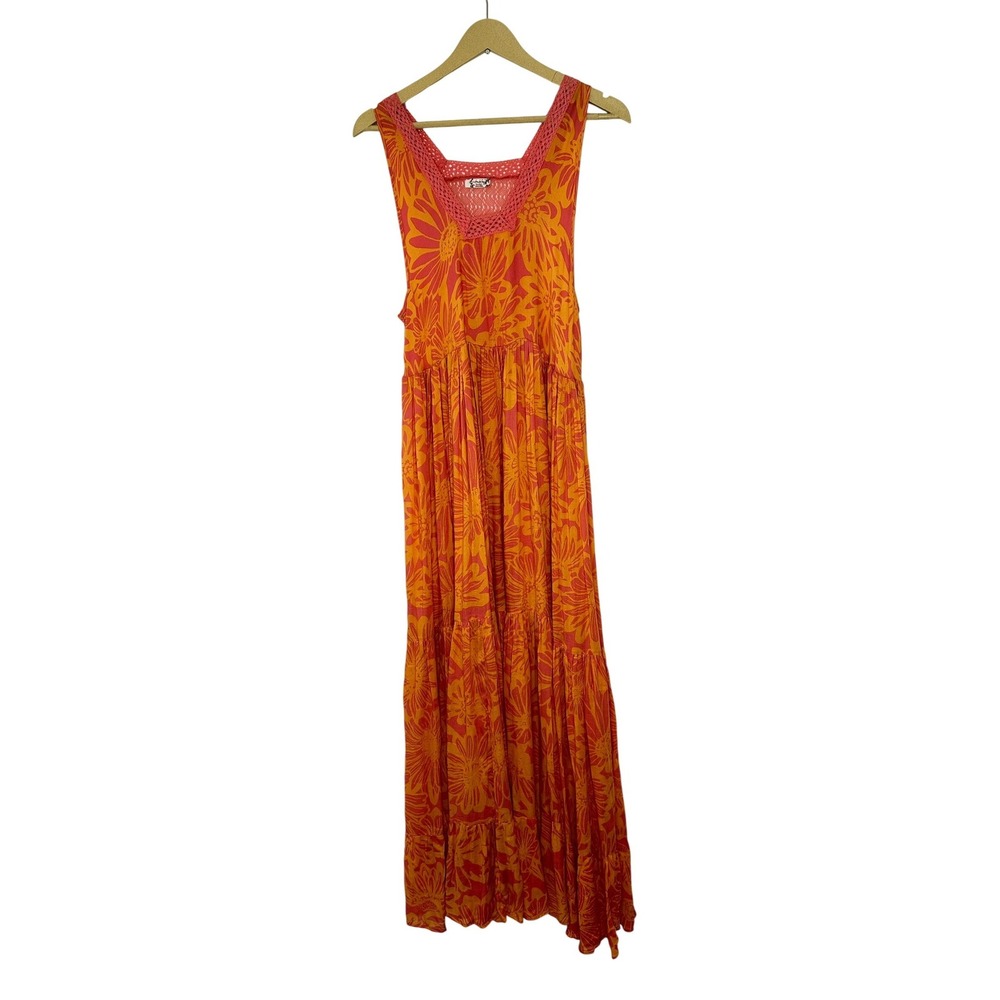 Free People Intimately Tiers for you Maxi Dress Women Medium Floral Crochet Boho